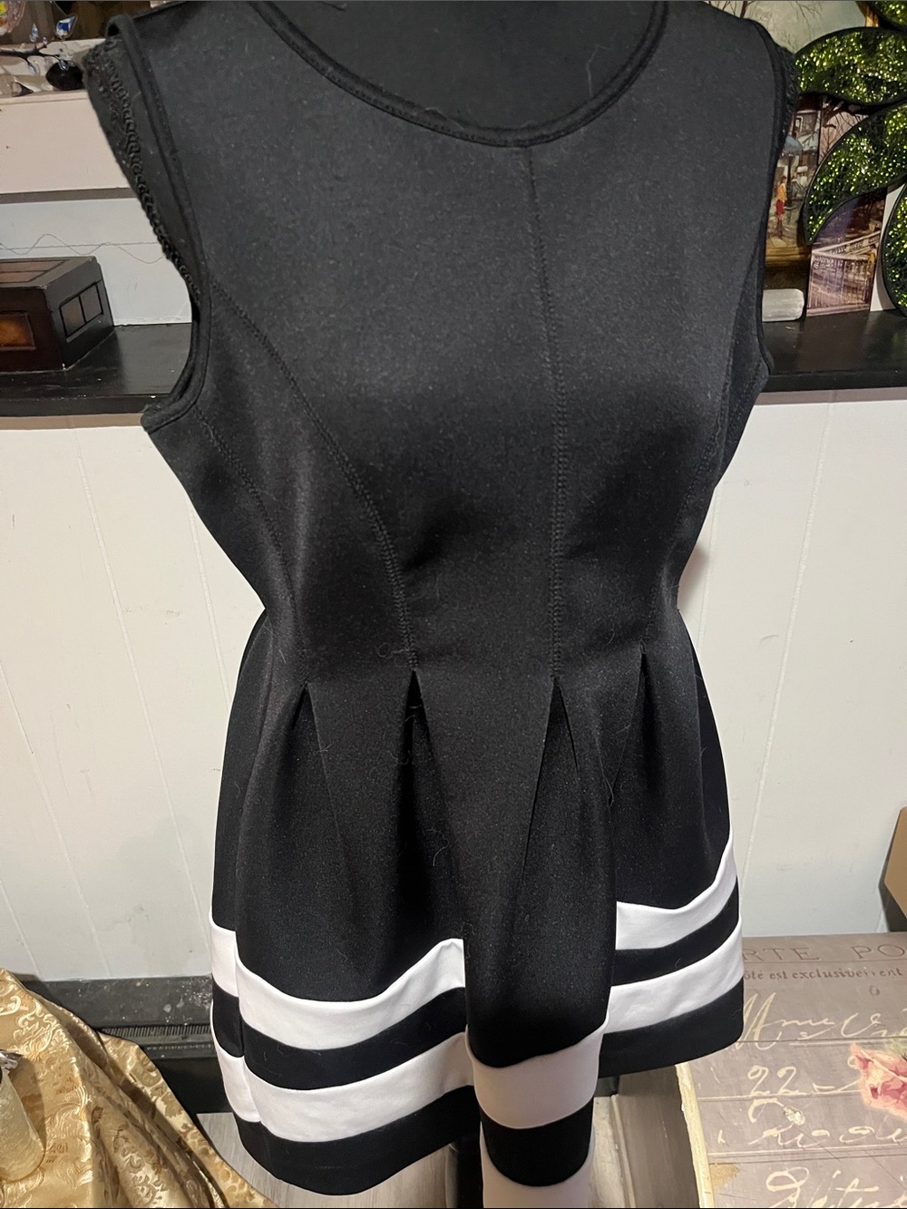 Apt. 9 Black Mini Dress with White Stripes